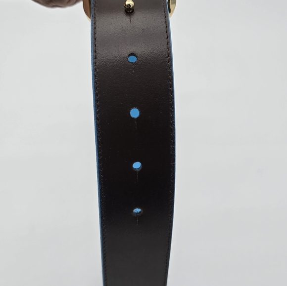 Tory Burch Blue Leather Belt with Gold Buckle - Picture 4 of 7